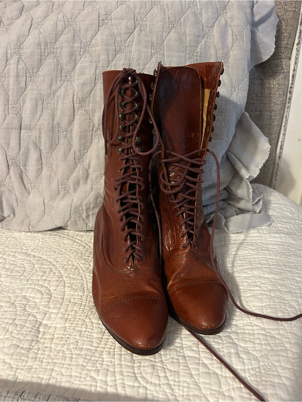 Rare Ralph Lauren Lace-Up Victorian/vintage Brown Leather Boots for women